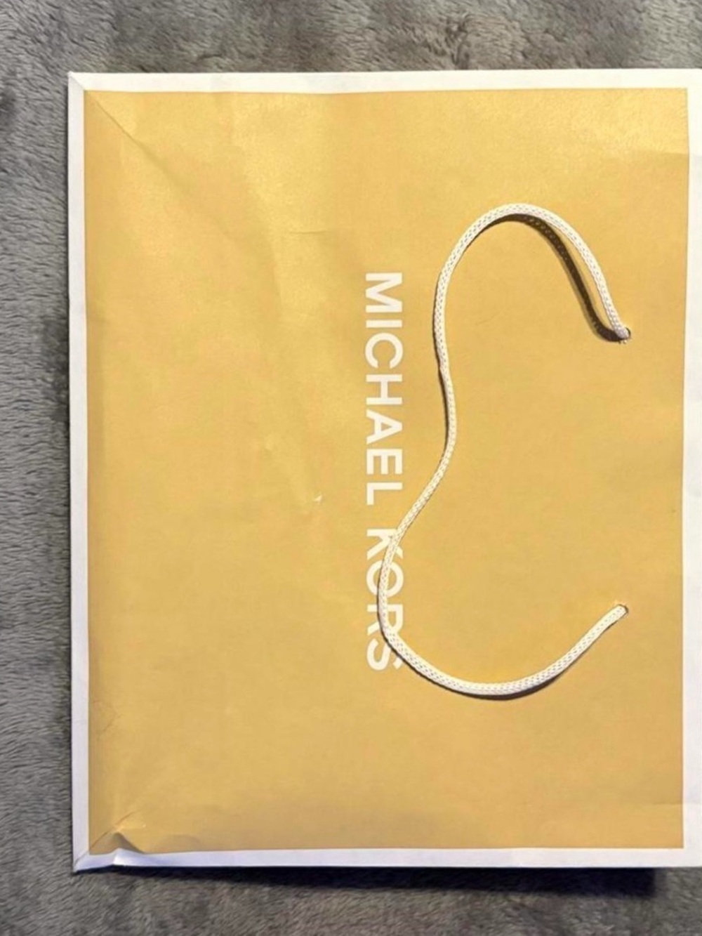 Michael Kors Mustard Yellow Gift Bag with White Rope Handles